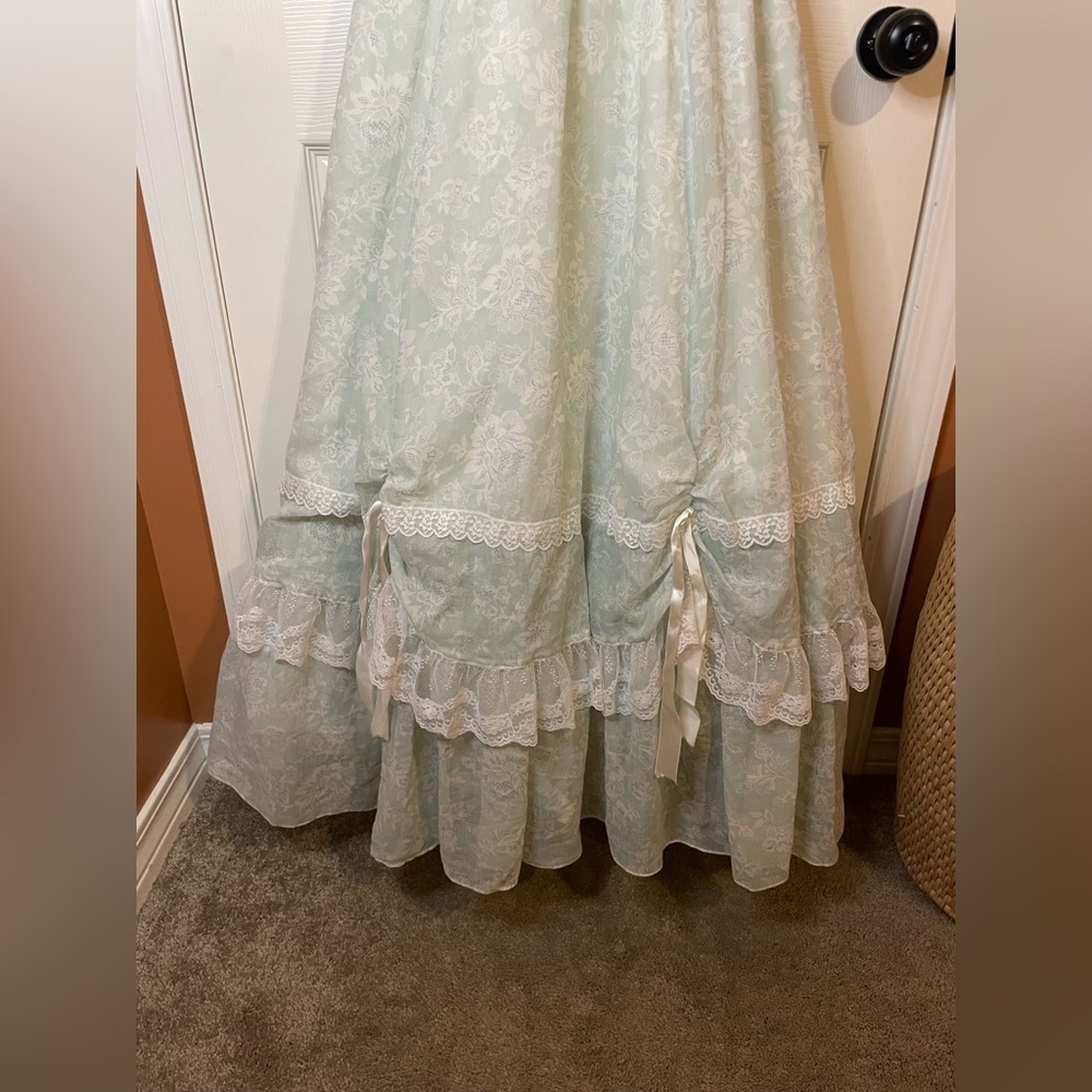 Gunne Sax Victorian Vintage 1970s Blue Floral Lace Dress in Size 5 *Rare* - Picture 5 of 16